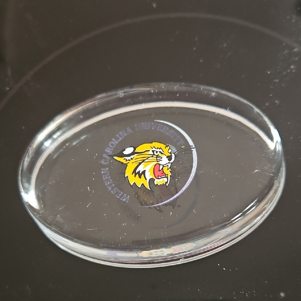 Western Carolina University Oval Paperweight with older Logo.